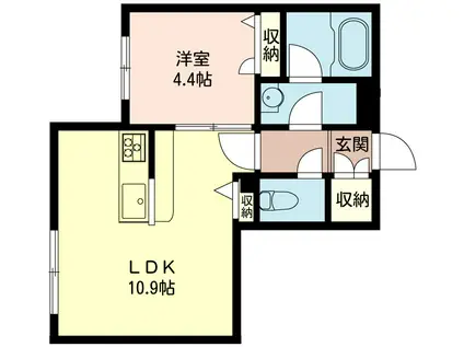 RAFFINE BLANC(1LDK/1階)の間取り写真