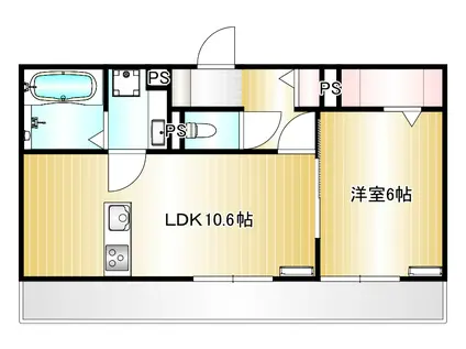 アンビエント(1LDK/3階)の間取り写真