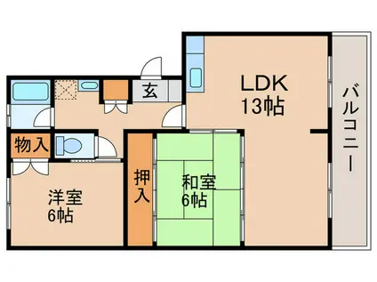 レジデンス宮原(2LDK/2階)の間取り写真