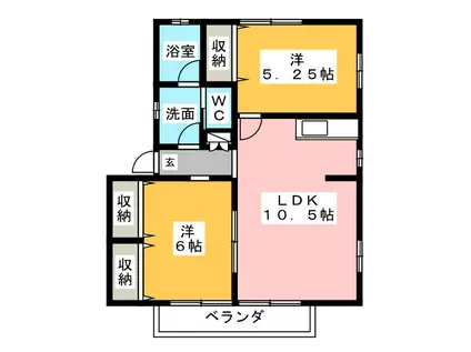 ヒルズガーデン A(2LDK/1階)の間取り写真