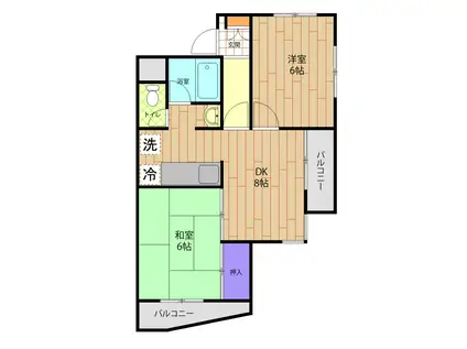 武レディースマンション(2DK/2階)の間取り写真