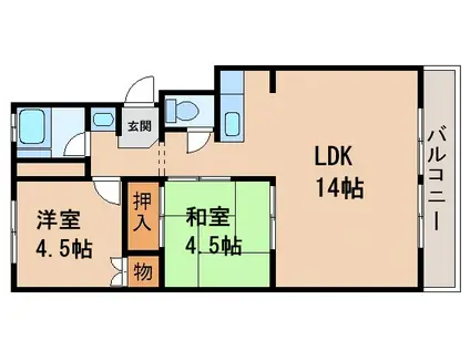 コーポ池尾(2LDK/4階)の間取り写真