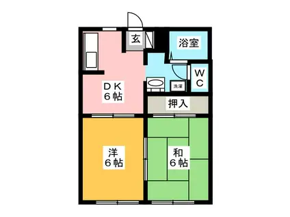 フレグランス松源寺II(2DK/1階)の間取り写真