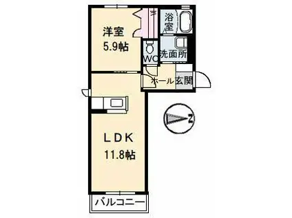 シャーメゾンアポロ (1LDK/2階)の間取り写真