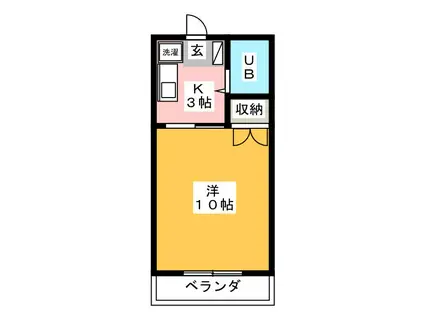 マンションKM-1(1K/4階)の間取り写真