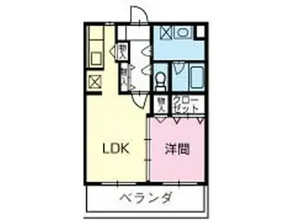 プラスパー門松(1LDK/2階)の間取り写真