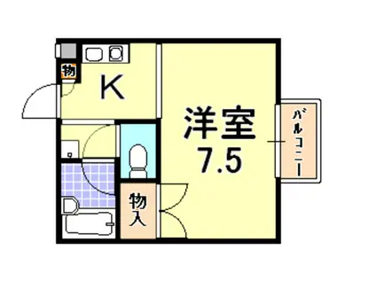 フォアオルテ岡本(1K/2階)の間取り写真
