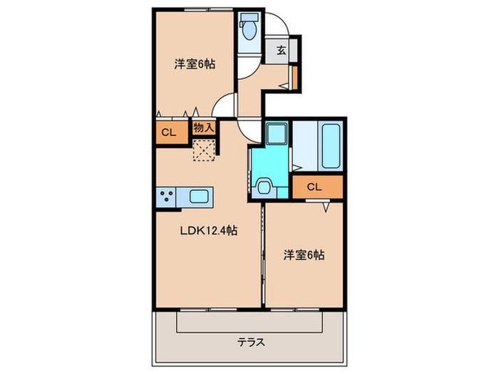 コンフォール・ヴィラ(2LDK/1階)の間取り写真