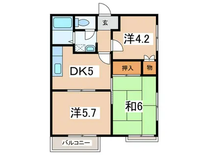 マロンハイムC棟(3DK/2階)の間取り写真