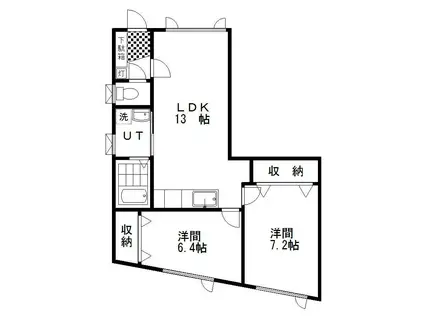アパートメントハウス・パークサイド(2LDK/2階)の間取り写真