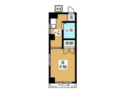 ハイムカワサキ(1K/2階)の間取り写真