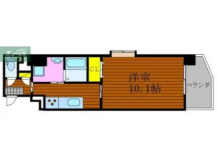 ルネス武富II(1K/2階)の間取り写真