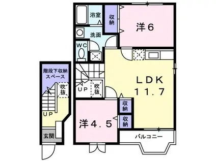 サンリットMORI B(2LDK/2階)の間取り写真