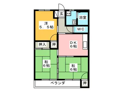 ロイヤルハイム杉本(3DK/1階)の間取り写真
