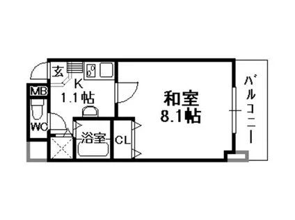 エコロジー宝塚レジデンス(1K/4階)の間取り写真