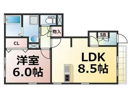 エスポワール田島(1LDK/1階)の間取り写真