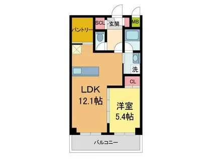 フルール甲陽園駅前(1LDK/2階)の間取り写真