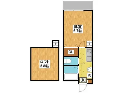 MODERN PALAZZO 文教東(1K/2階)の間取り写真