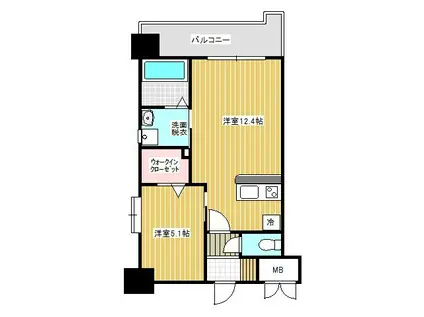 ディアコート門司(1LDK/9階)の間取り写真