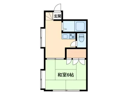 明日香ハイツ(1DK/1階)の間取り写真