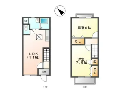 BRANCHEDREAMIII(2LDK/2階)の間取り写真