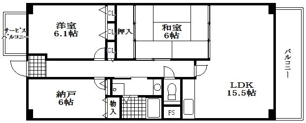 フォリア岡本(3LDK/1階)の間取り写真