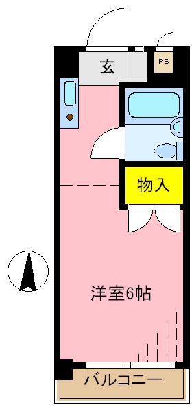 スイートマカロン(ワンルーム/2階)の間取り写真