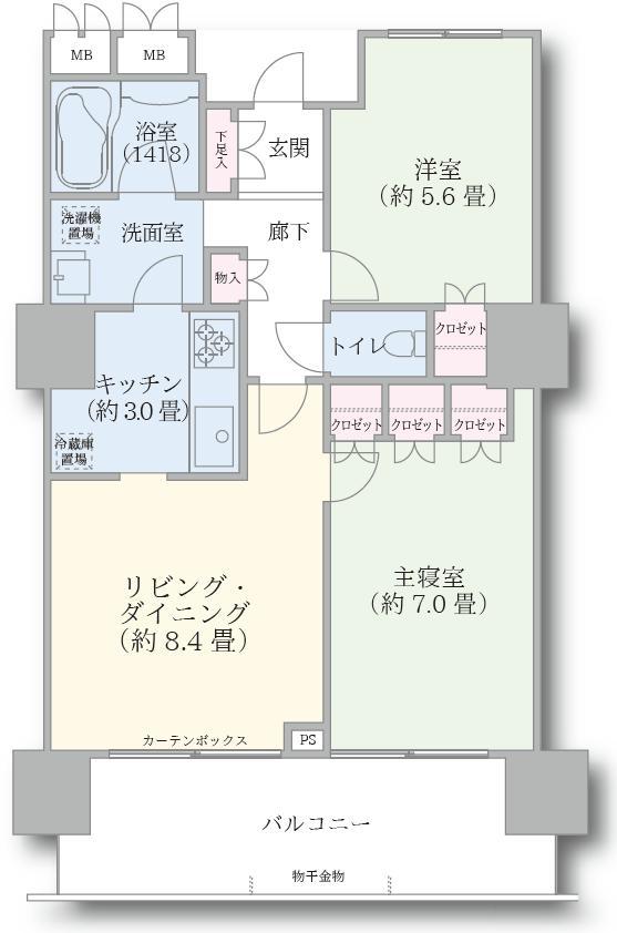 豊洲シエルタワー(2LDK/4階)の間取り写真