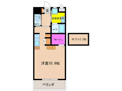 SKY DESIGNIII(ワンルーム/6階)の間取り写真