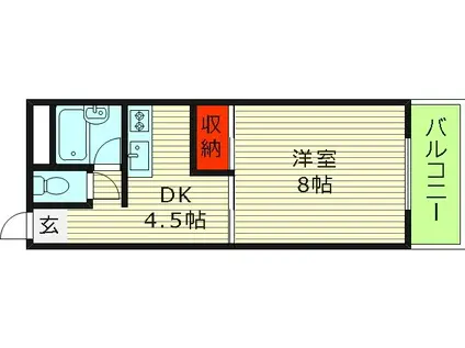 グリーンハイツ岸本(1DK/4階)の間取り写真