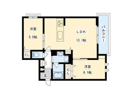 シャーメゾン アヴァンス(2LDK/3階)の間取り写真