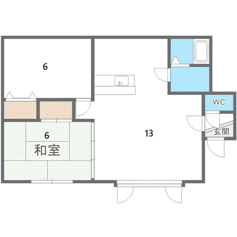 ウェルスヒルドミール(2LDK/2階)の間取り写真