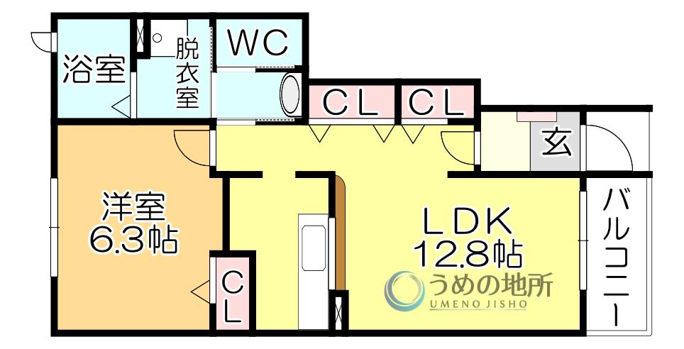 ソレイユ(1LDK/1階)の間取り写真