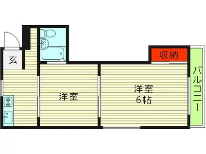 ヴィラナリー今福(1DK/1階)の間取り写真