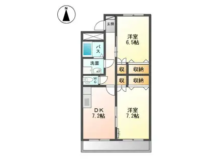 ルミナスコート(2DK/2階)の間取り写真