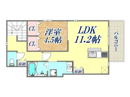 グリーンフォレスト西宮5(1LDK/2階)の間取り写真