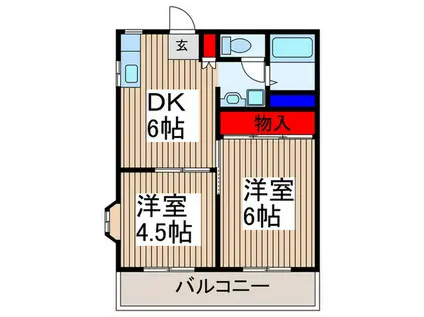 ハイネス所沢(2DK/3階)の間取り写真