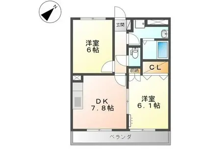 アップ・フィールド(2DK/2階)の間取り写真