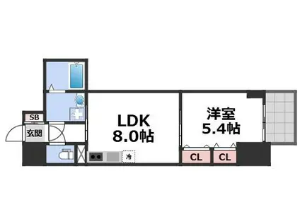 S-RESIDENCE阿波座BOUNCY(1LDK/2階)の間取り写真