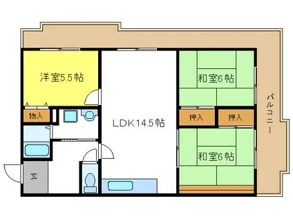 エステート南平野(3LDK/4階)の間取り写真
