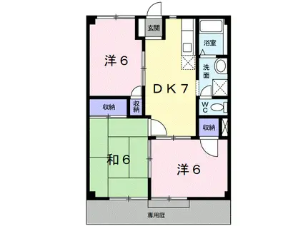 MハイツII(3DK/1階)の間取り写真