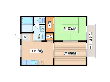 サンライズ川平(2DK/2階)の間取り写真