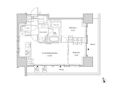 ザ・ハビオ(2LDK/5階)の間取り写真