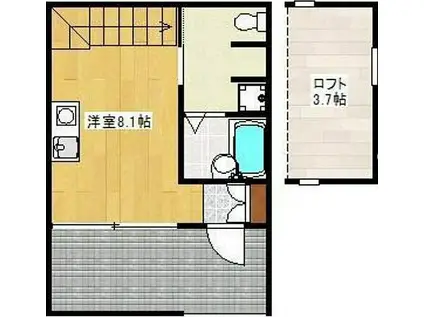 GROOM黒髪(ワンルーム/1階)の間取り写真