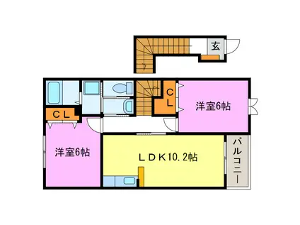 ハオス・リーリエII(2LDK/2階)の間取り写真