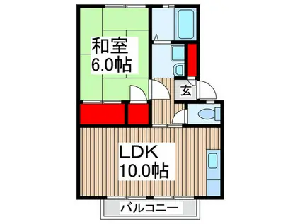 ハイツ石塚(1LDK/1階)の間取り写真