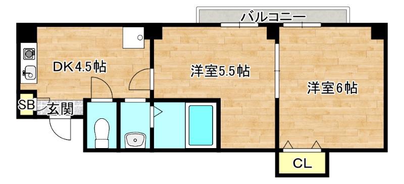 YS COMFORT(2DK/2階)の間取り写真