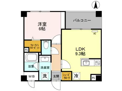 メープルスクエア心斎橋(1LDK/2階)の間取り写真