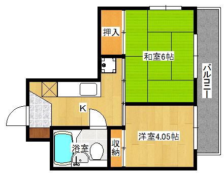 ハイネス江波(2K/5階)の間取り写真