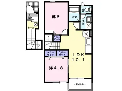 サニーヴィラB3(2LDK/2階)の間取り写真